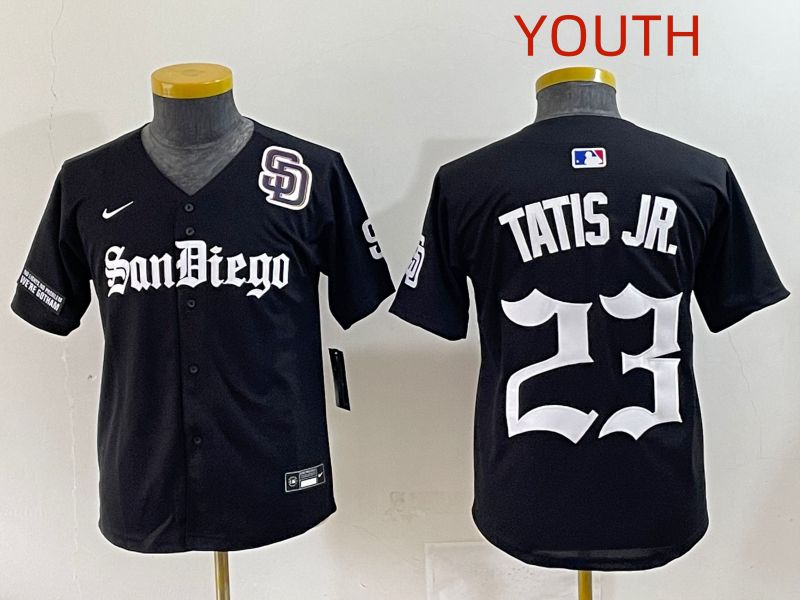 Youth 2025 San Diego Padres #23 Tatis jr Black Five generations Joint Name Nike MLB Jersey style 17->youth mlb jersey->Youth Jersey